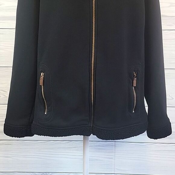Karen Scott black sherpa fleece black zip front jacket Size M - Picture 3 of 10